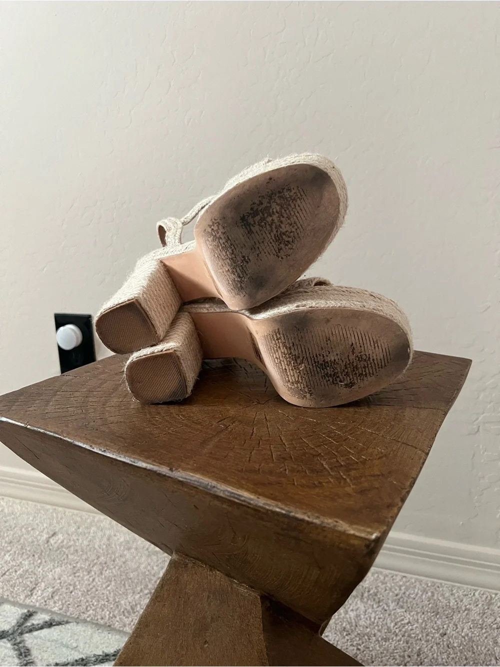 Lulu's Cream Braided Platform Espadrille Heels